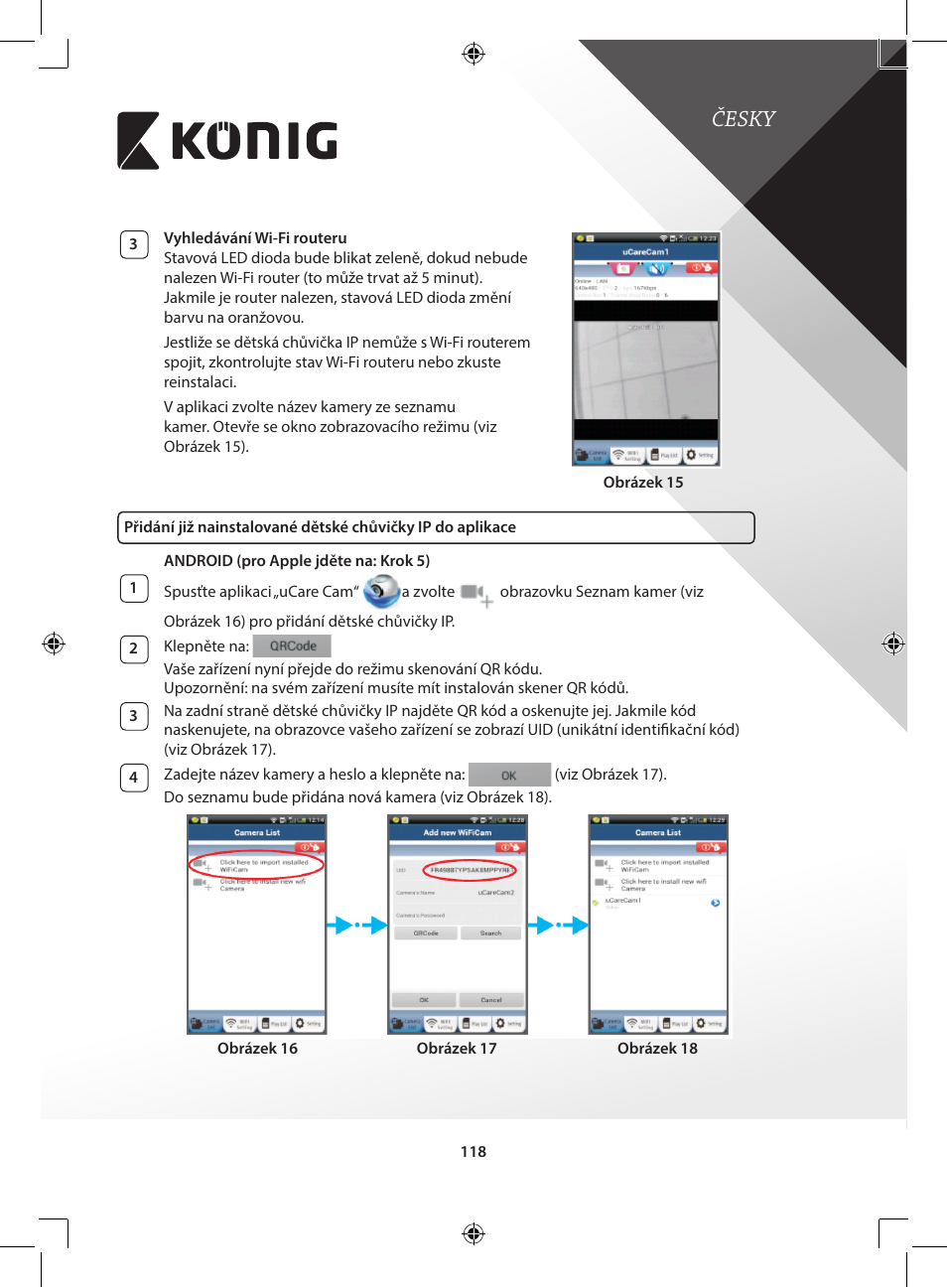 Česky | Konig Electronic IP baby and child monitor User Manual | Page 118 / 200