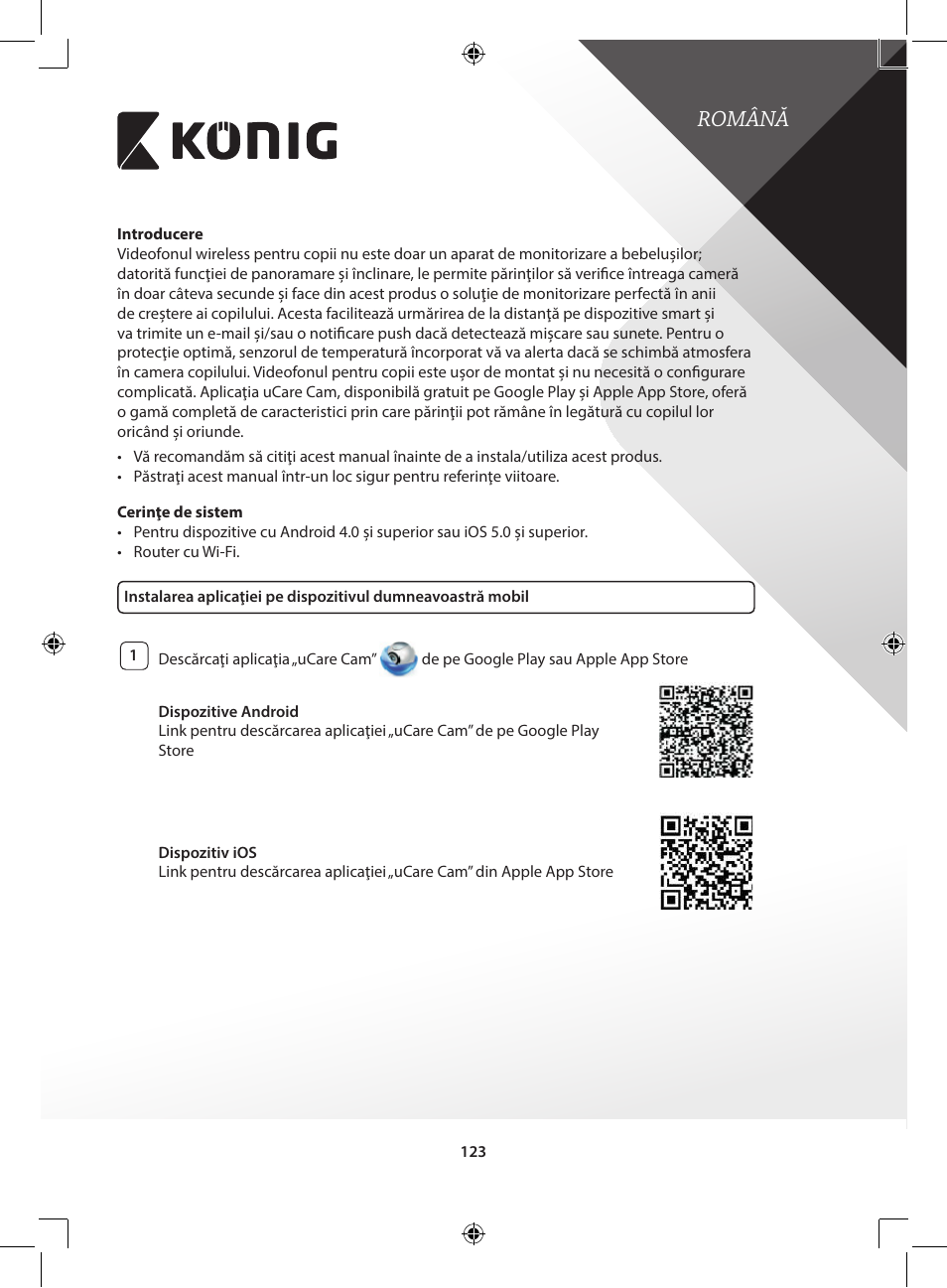 Română | Konig Electronic IP baby and child monitor User Manual | Page 123 / 200