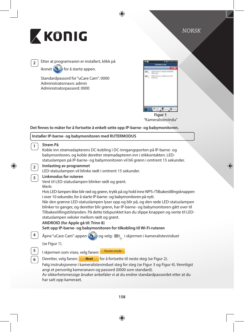 Norsk | Konig Electronic IP baby and child monitor User Manual | Page 158 / 200