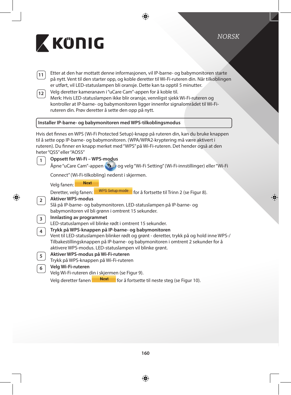 Norsk | Konig Electronic IP baby and child monitor User Manual | Page 160 / 200
