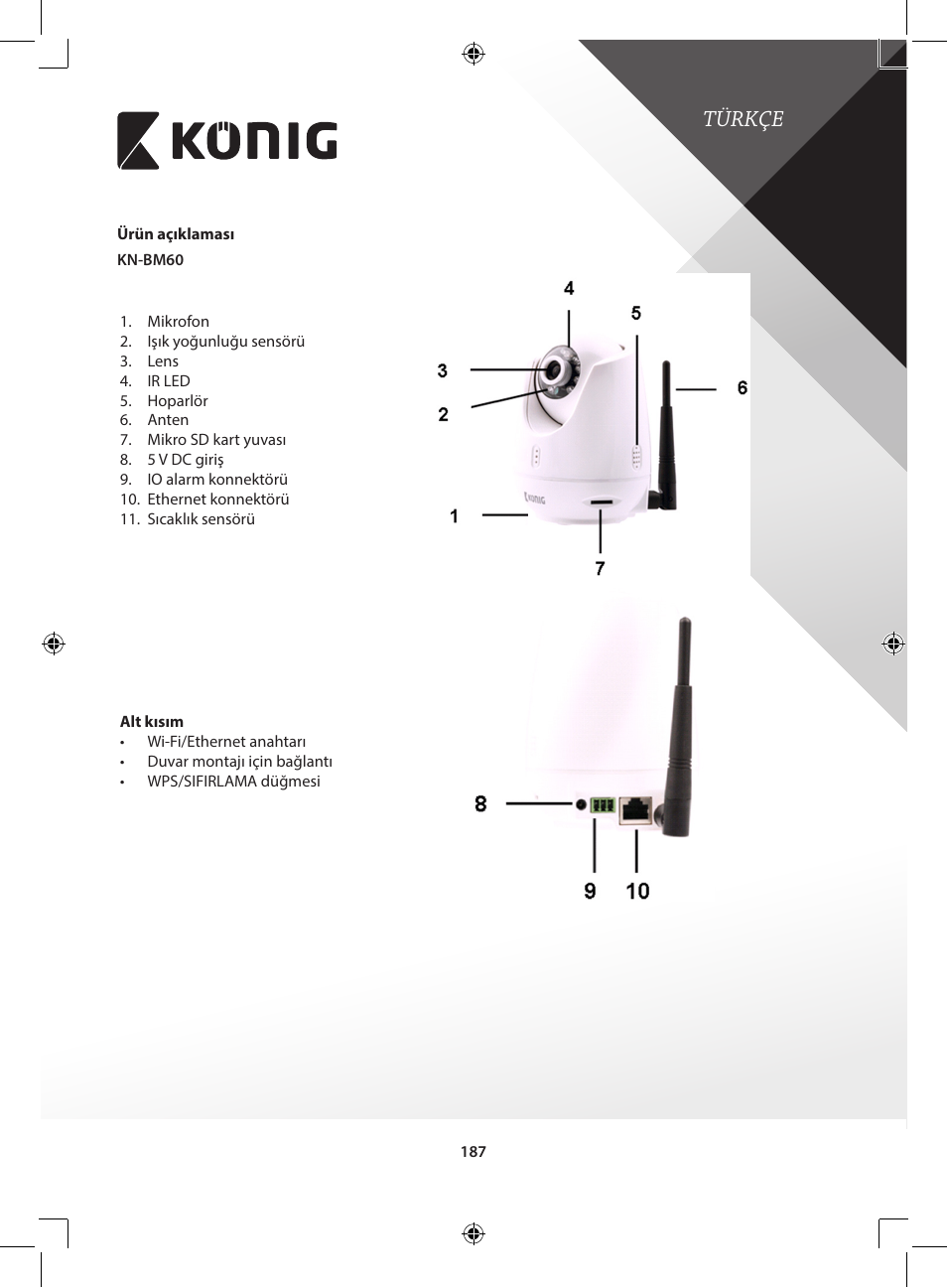 Türkçe | Konig Electronic IP baby and child monitor User Manual | Page 187 / 200