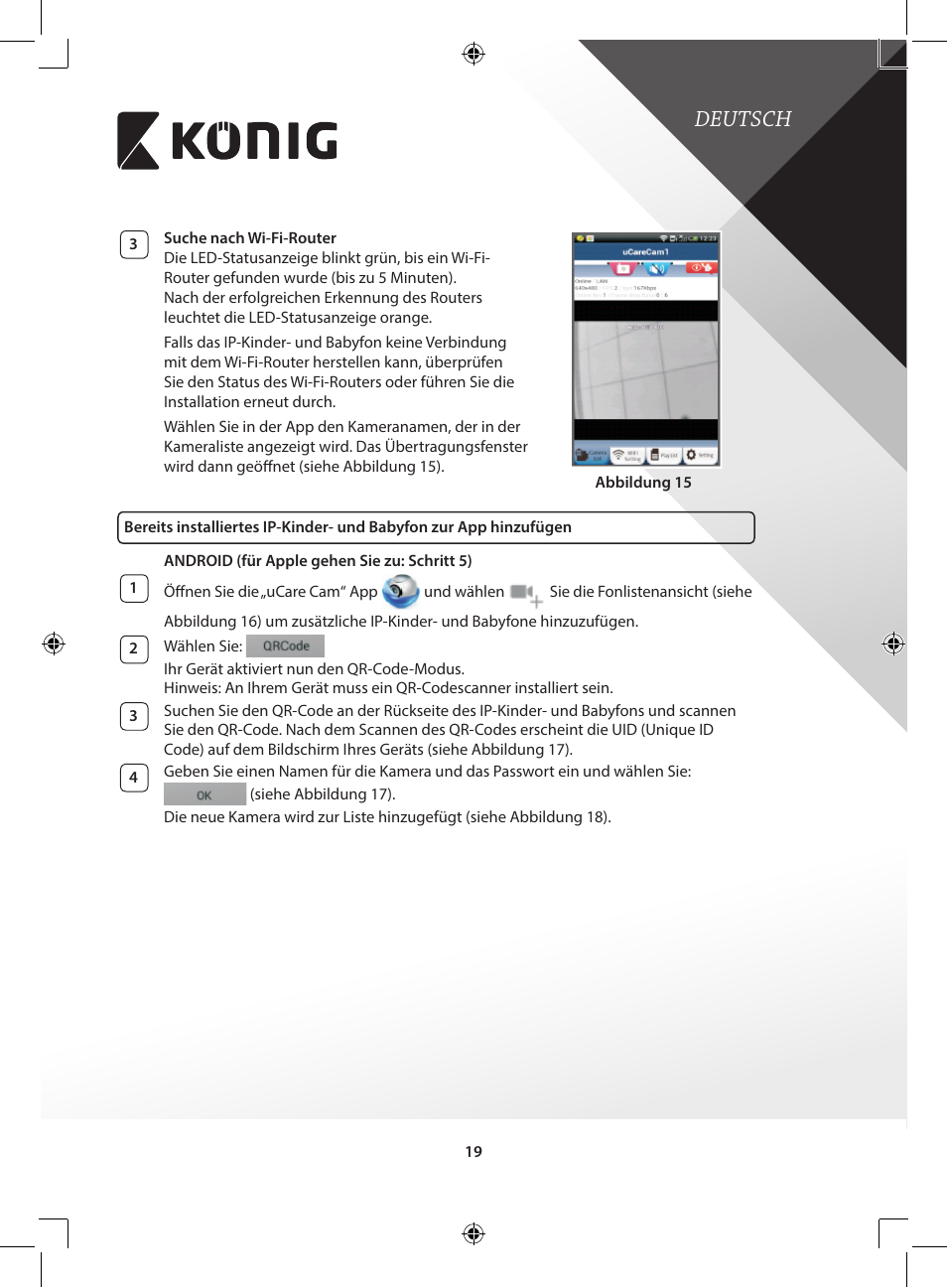Deutsch | Konig Electronic IP baby and child monitor User Manual | Page 19 / 200