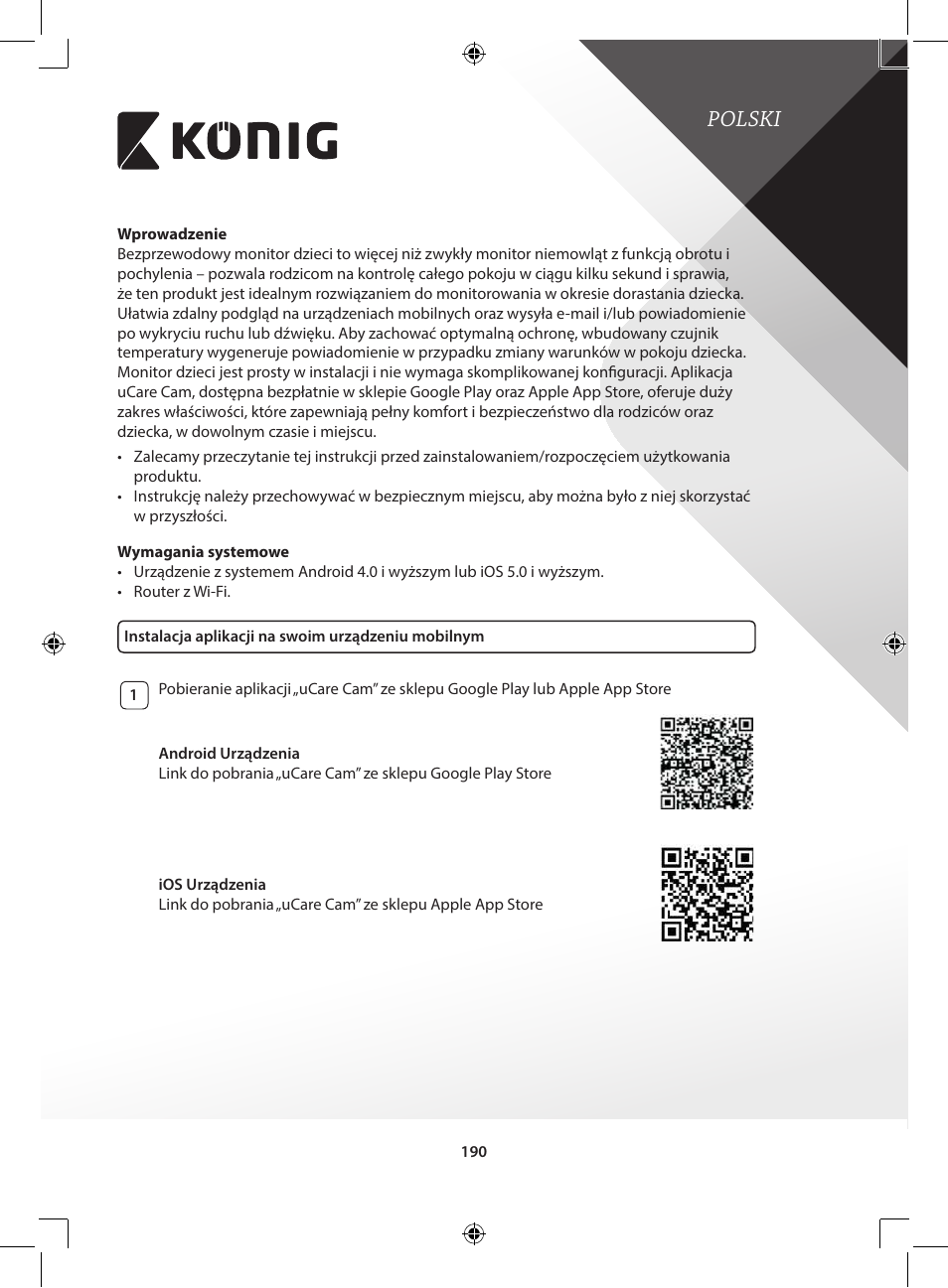 Polski | Konig Electronic IP baby and child monitor User Manual | Page 190 / 200