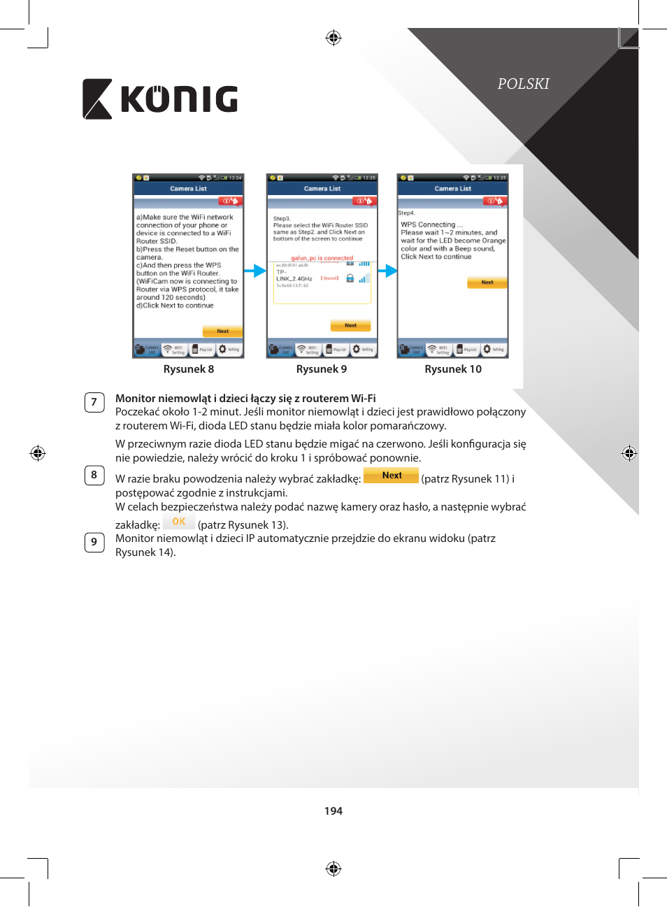 Polski | Konig Electronic IP baby and child monitor User Manual | Page 194 / 200