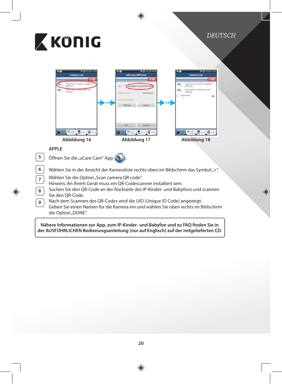 Deutsch | Konig Electronic IP baby and child monitor User Manual | Page 20 / 200