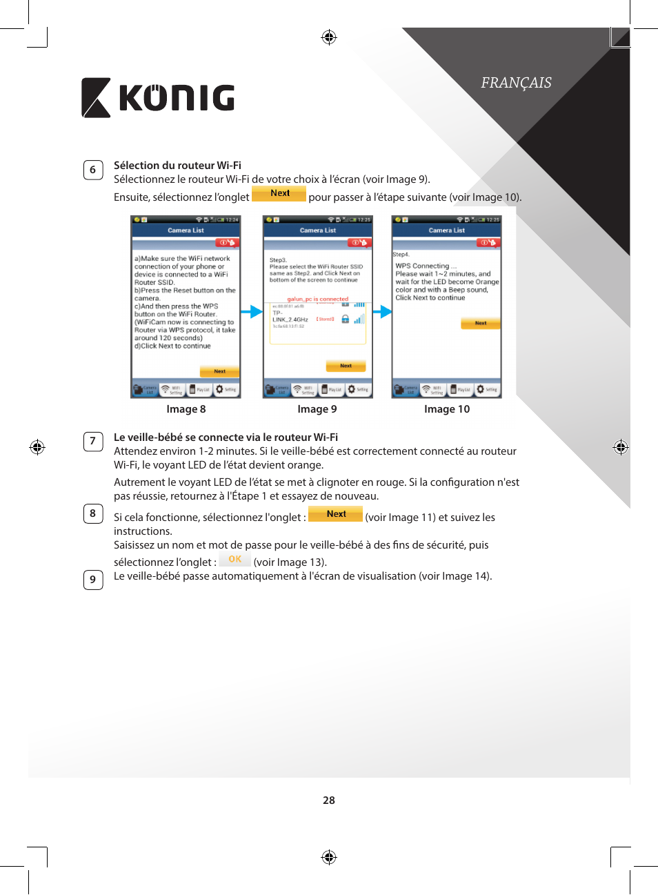 Français | Konig Electronic IP baby and child monitor User Manual | Page 28 / 200