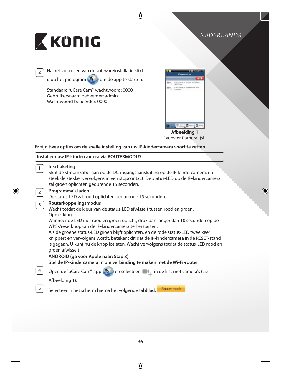 Nederlands | Konig Electronic IP baby and child monitor User Manual | Page 36 / 200