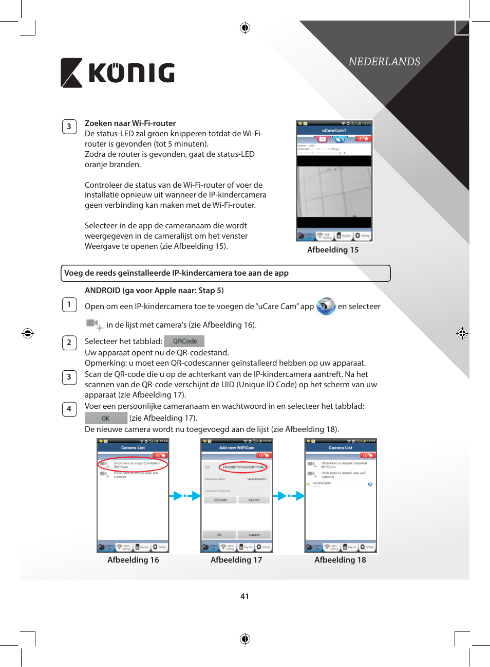 Nederlands | Konig Electronic IP baby and child monitor User Manual | Page 41 / 200