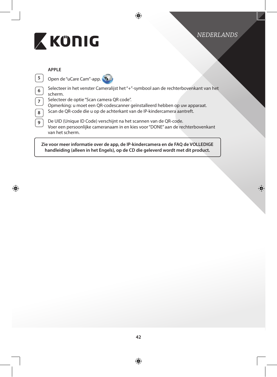 Nederlands | Konig Electronic IP baby and child monitor User Manual | Page 42 / 200