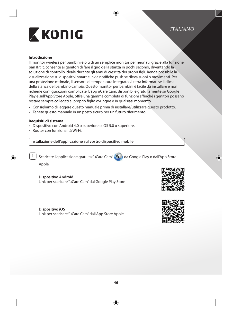 Italiano | Konig Electronic IP baby and child monitor User Manual | Page 46 / 200