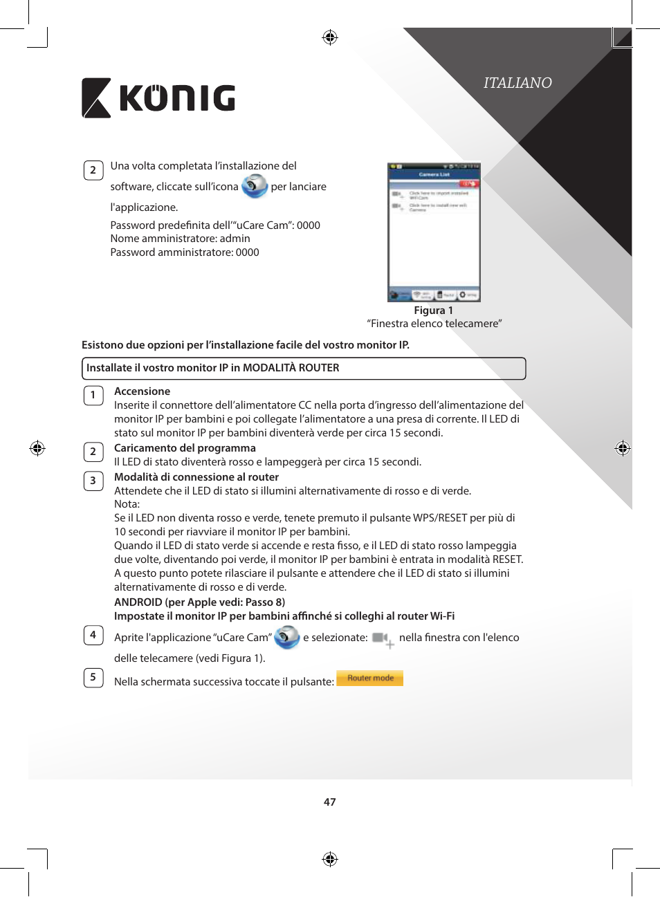 Italiano | Konig Electronic IP baby and child monitor User Manual | Page 47 / 200