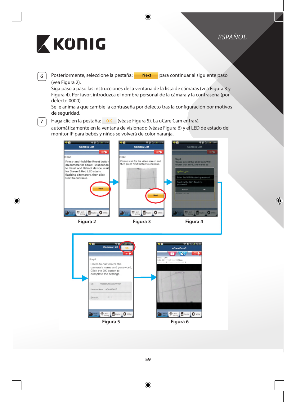 Español | Konig Electronic IP baby and child monitor User Manual | Page 59 / 200