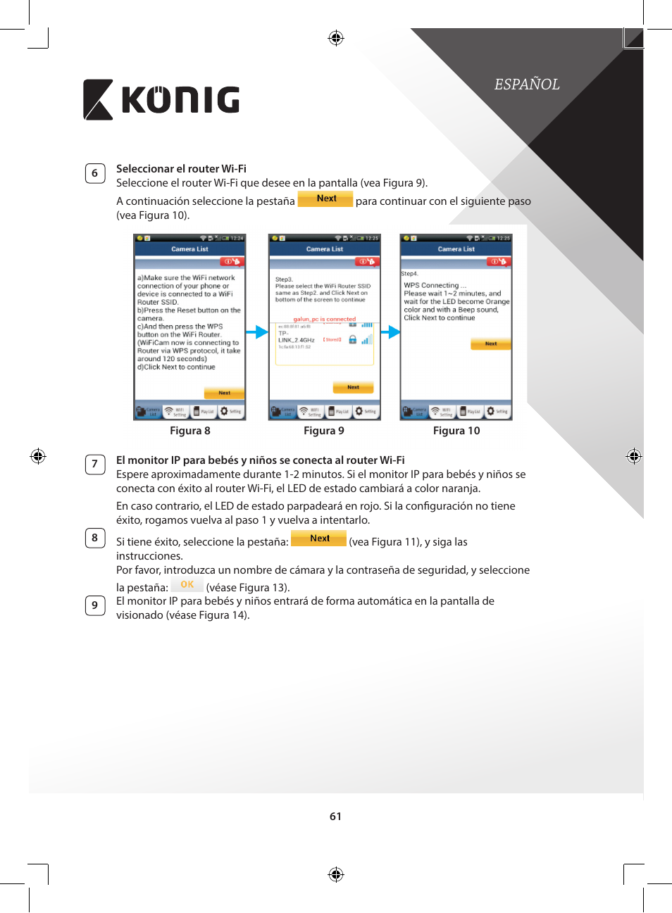 Español | Konig Electronic IP baby and child monitor User Manual | Page 61 / 200