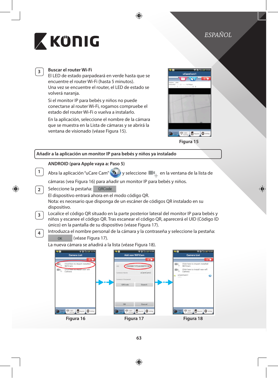 Español | Konig Electronic IP baby and child monitor User Manual | Page 63 / 200