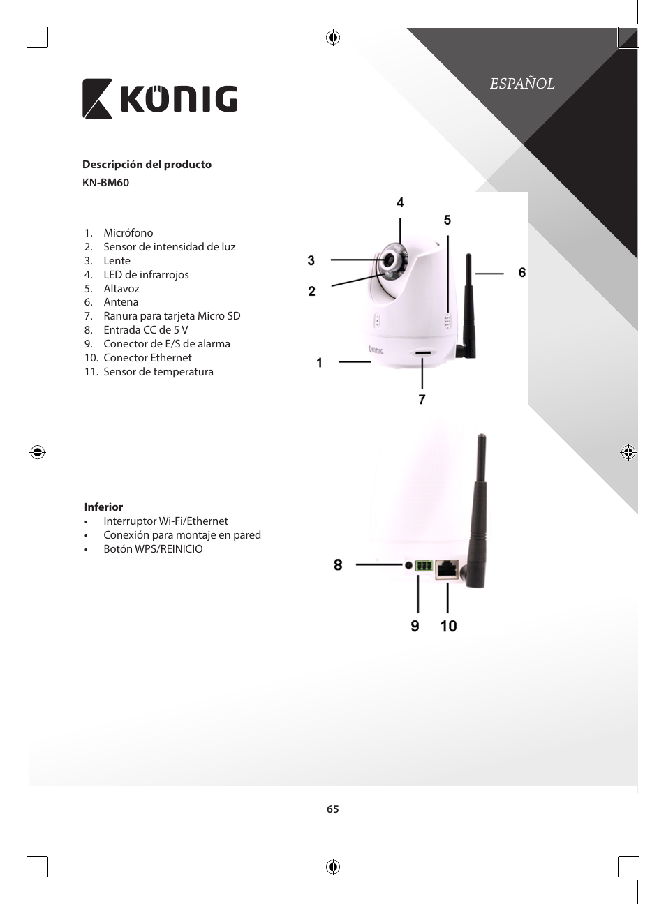 Español | Konig Electronic IP baby and child monitor User Manual | Page 65 / 200