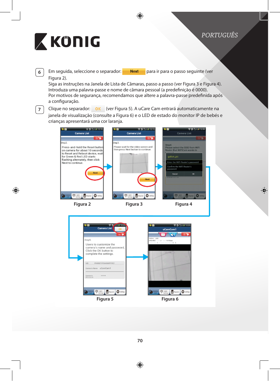 Português | Konig Electronic IP baby and child monitor User Manual | Page 70 / 200