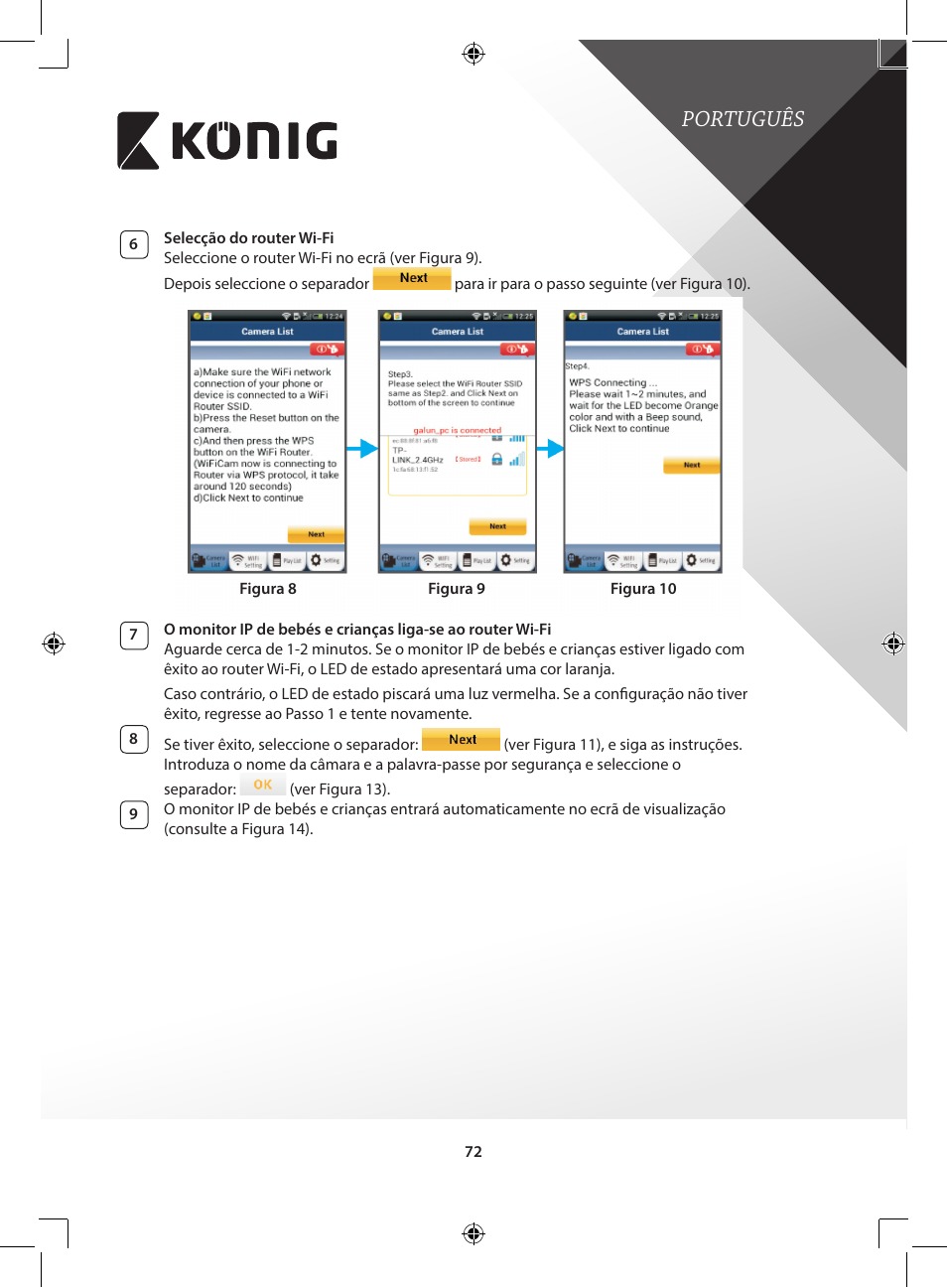 Português | Konig Electronic IP baby and child monitor User Manual | Page 72 / 200