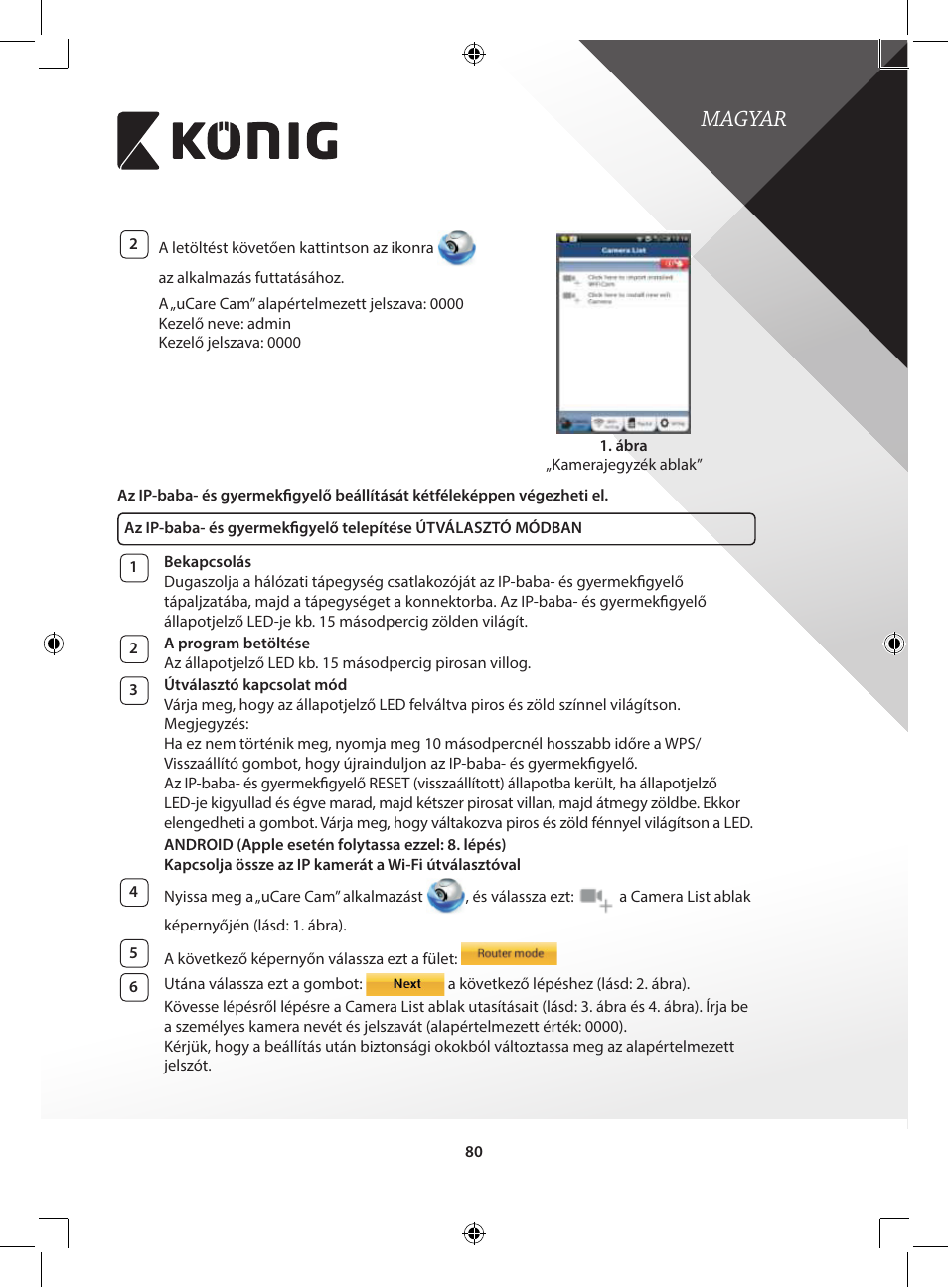 Magyar | Konig Electronic IP baby and child monitor User Manual | Page 80 / 200