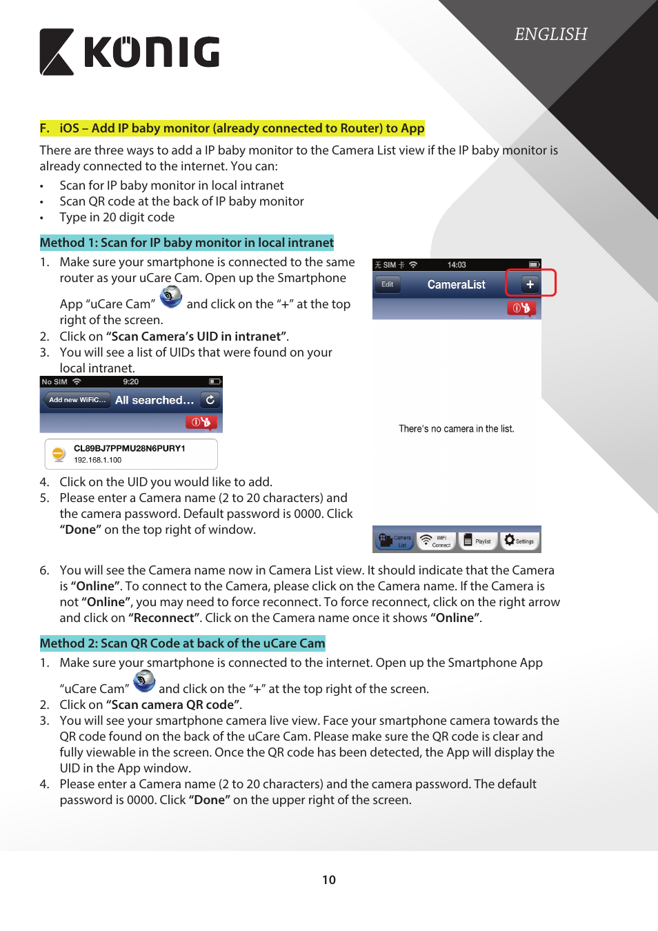 English | Konig Electronic IP baby monitor User Manual | Page 10 / 25
