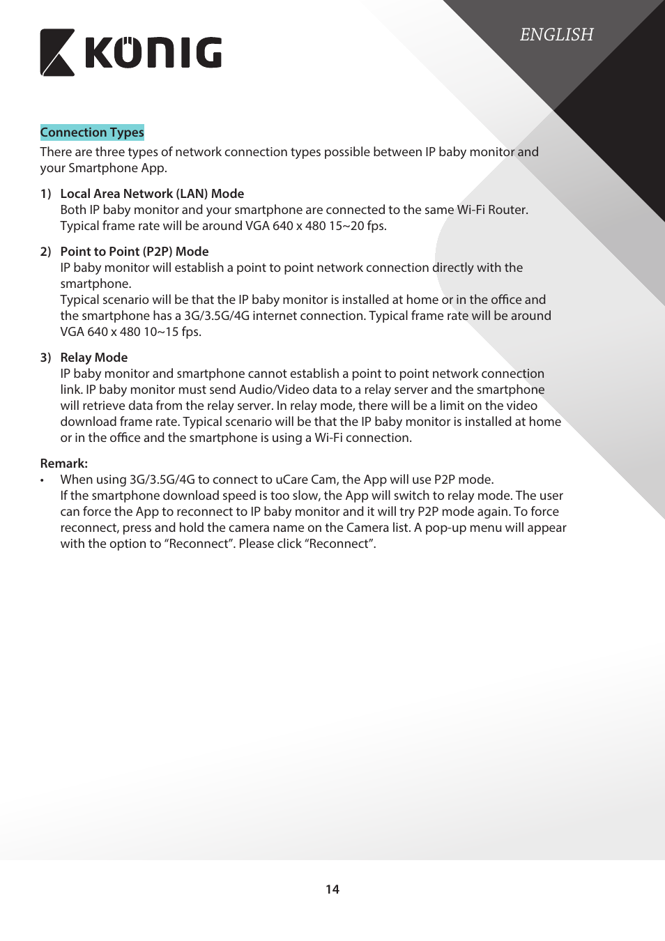 English | Konig Electronic IP baby monitor User Manual | Page 14 / 25