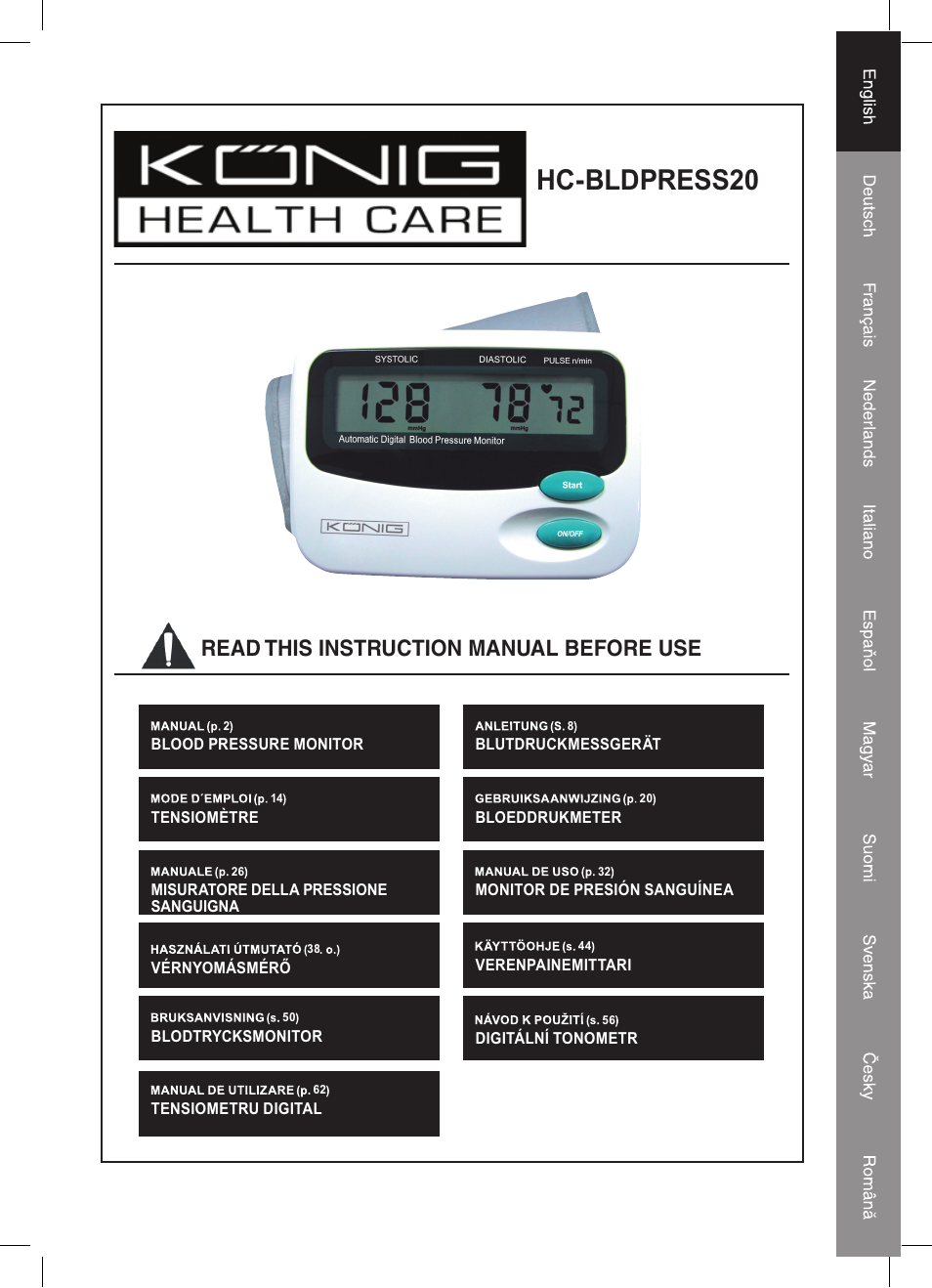 Konig Electronic Automatic blood pressure monitor User Manual | 68 pages