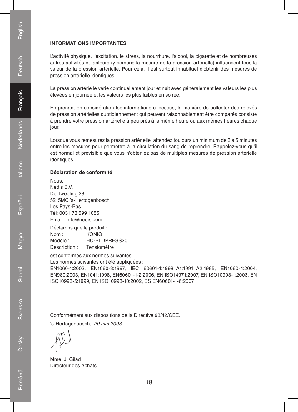 Konig Electronic Automatic blood pressure monitor User Manual | Page 18 / 68