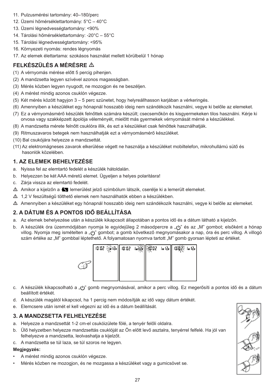 Konig Electronic Blood pressure monitor wrist User Manual | Page 27 / 51