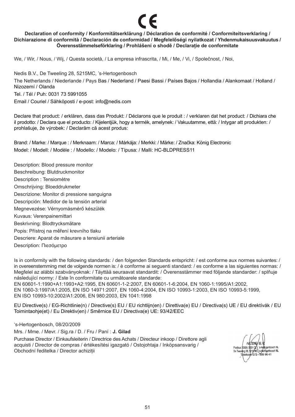 Konig Electronic Blood pressure monitor wrist User Manual | Page 51 / 51