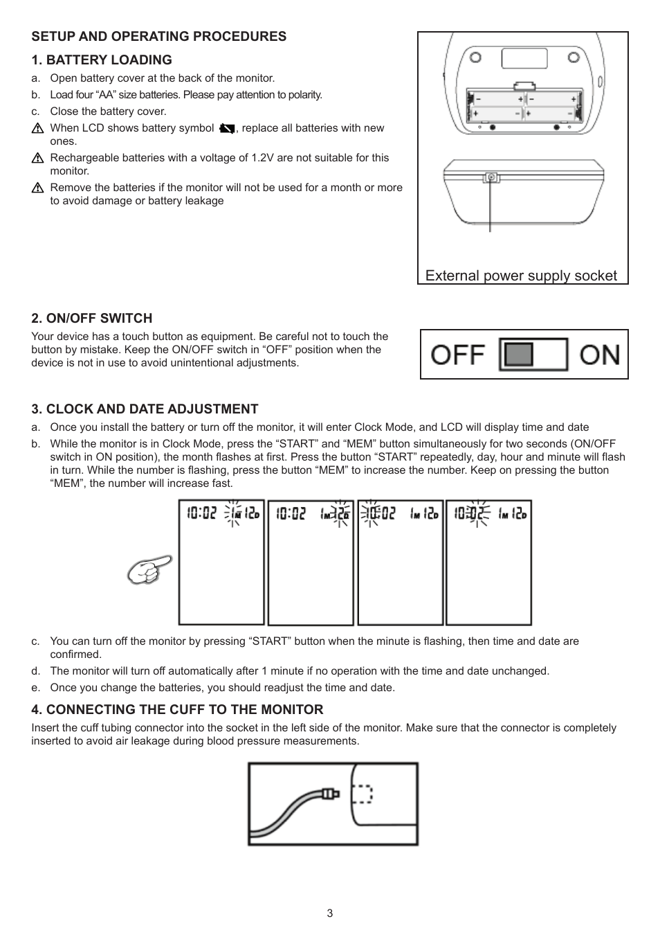 External power supply socket | Konig Electronic Blood pressure monitor upperarm User Manual | Page 3 / 64