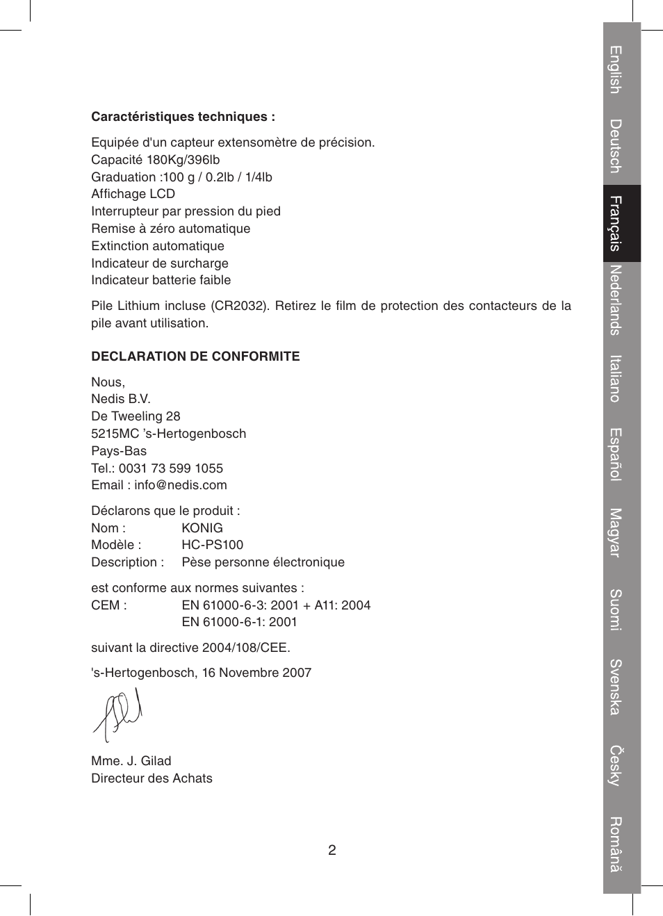 Konig Electronic Digital personal scale User Manual | Page 11 / 44
