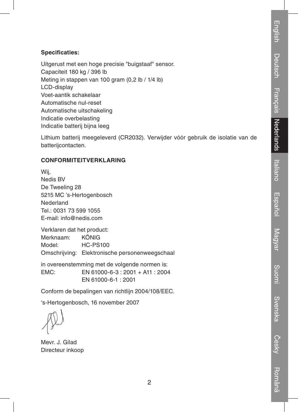 Konig Electronic Digital personal scale User Manual | Page 15 / 44