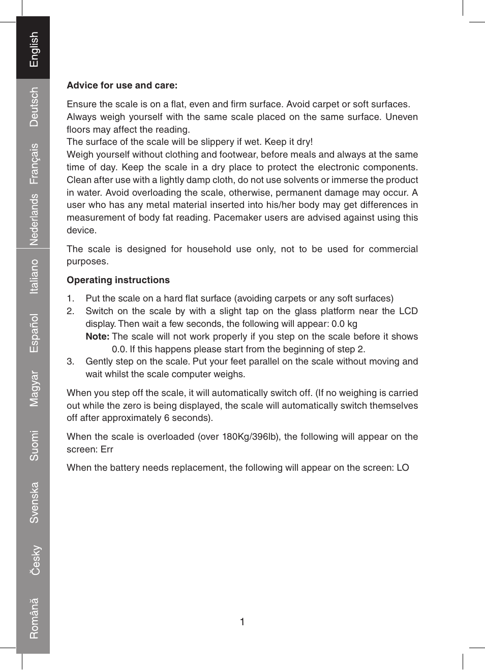Konig Electronic Digital personal scale User Manual | Page 2 / 44