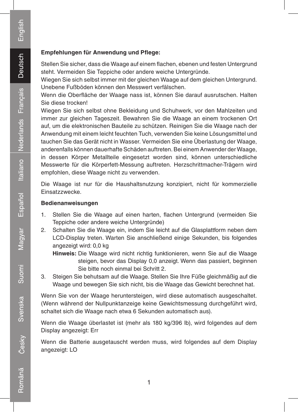 Konig Electronic Digital personal scale User Manual | Page 6 / 44