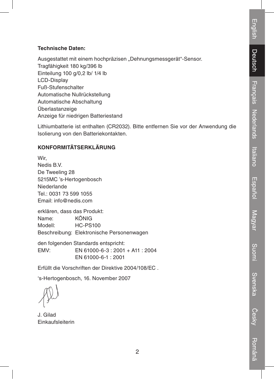 Konig Electronic Digital personal scale User Manual | Page 7 / 44