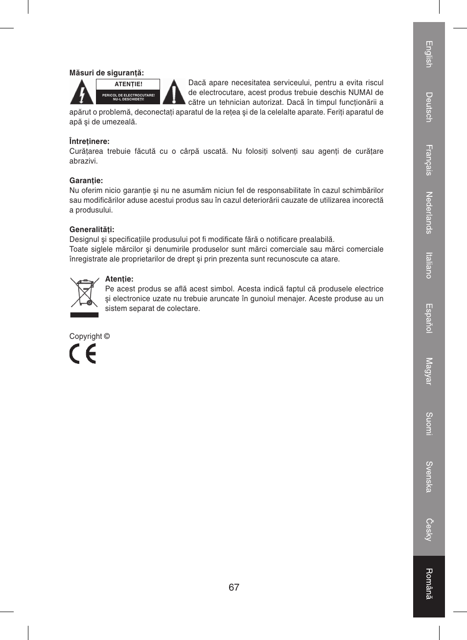 Konig Electronic Blood pressure monitor User Manual | Page 67 / 68