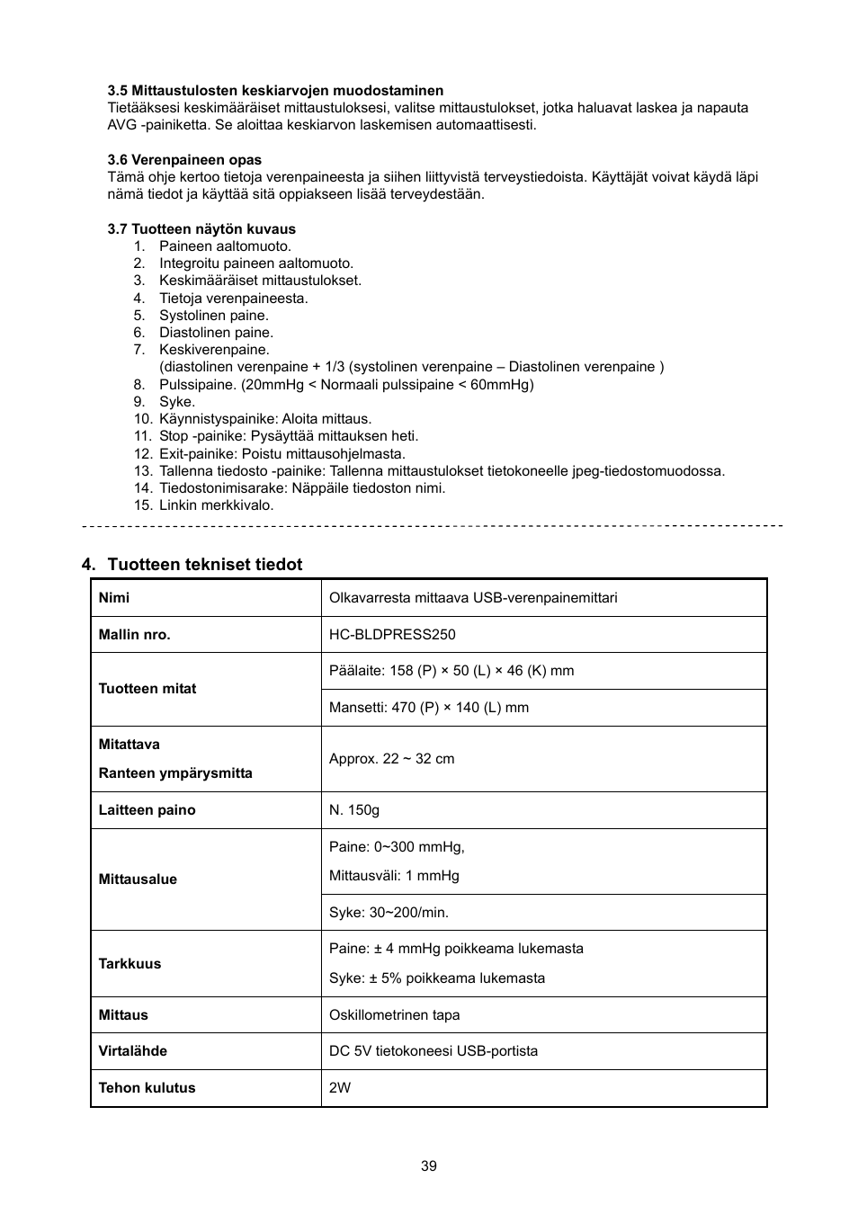 Konig Electronic Upper arm blood pressure monitor User Manual | Page 39 / 72