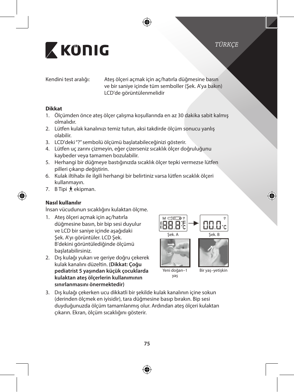Konig Electronic Infrared in-ear thermometer mini User Manual | Page 75 / 111