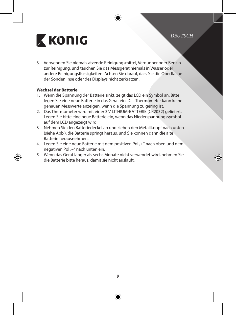 Konig Electronic Infrared in-ear thermometer mini User Manual | Page 9 / 111