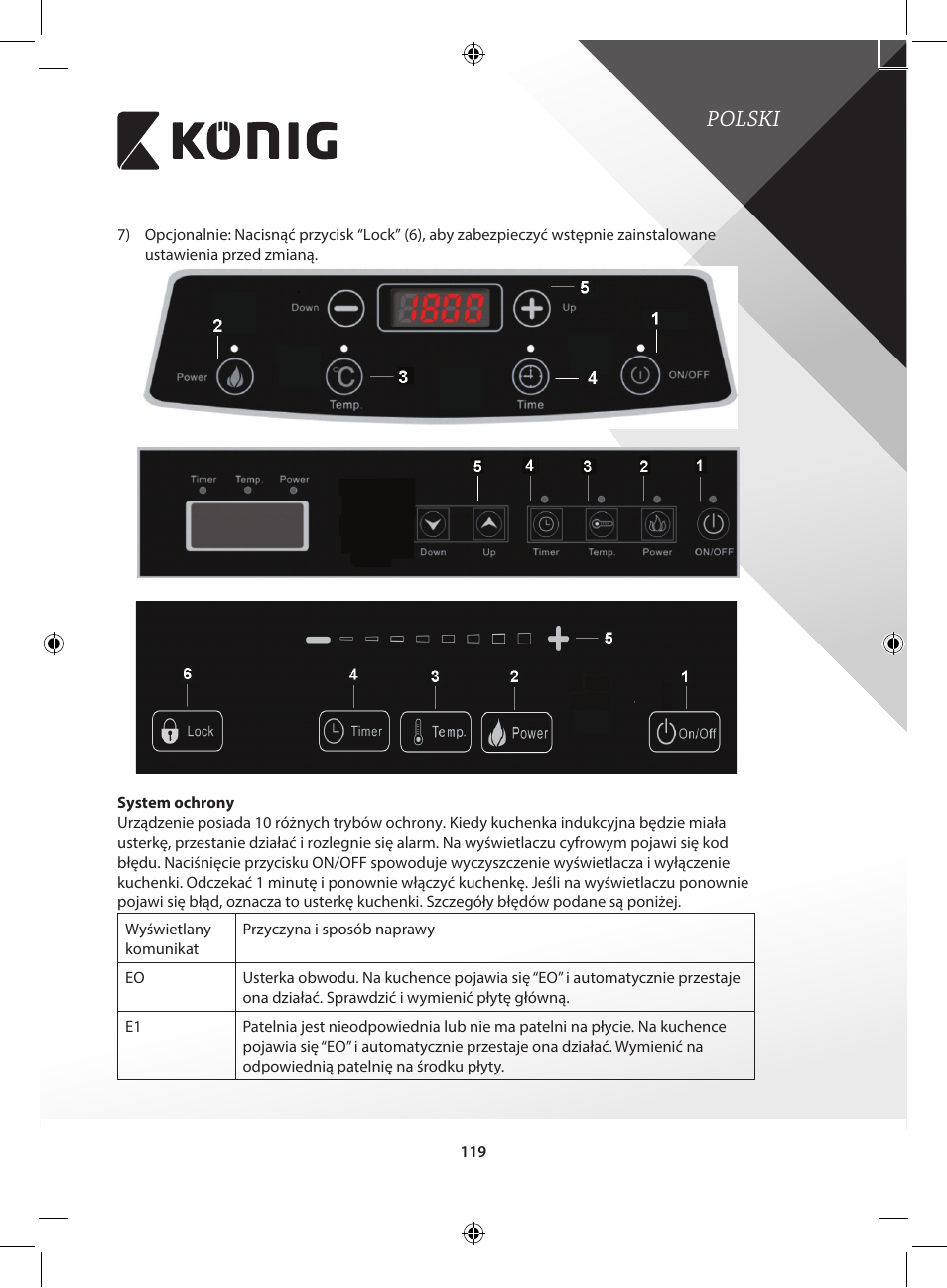 Polski | Konig Electronic 2-zone induction cooker 3400 W User Manual | Page 119 / 126