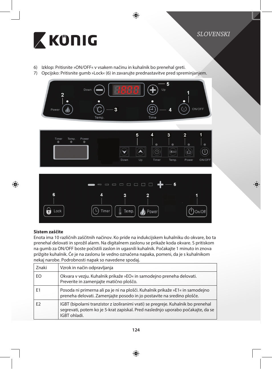 Slovenski | Konig Electronic 2-zone induction cooker 3400 W User Manual | Page 124 / 126