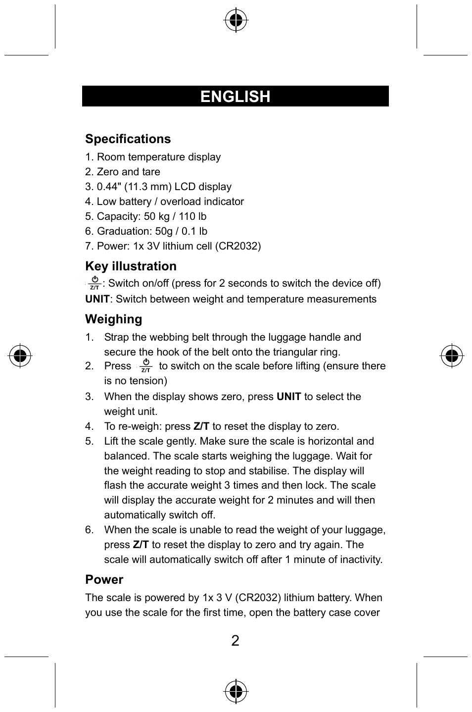 English | Konig Electronic Digital luggage scale User Manual | Page 2 / 60