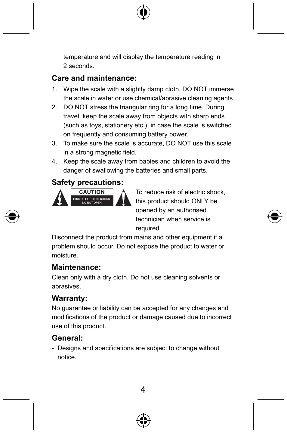 Konig Electronic Digital luggage scale User Manual | Page 4 / 60