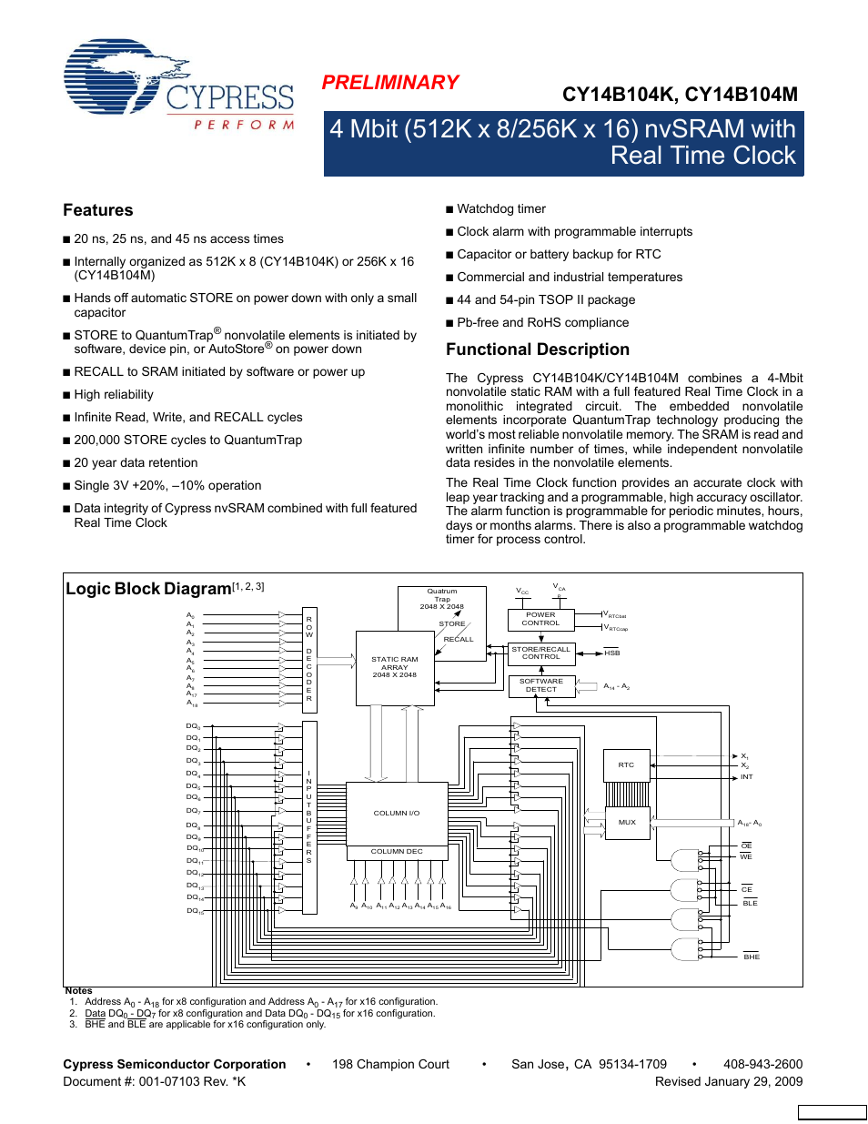 Cypress CY14B104M User Manual | 31 pages