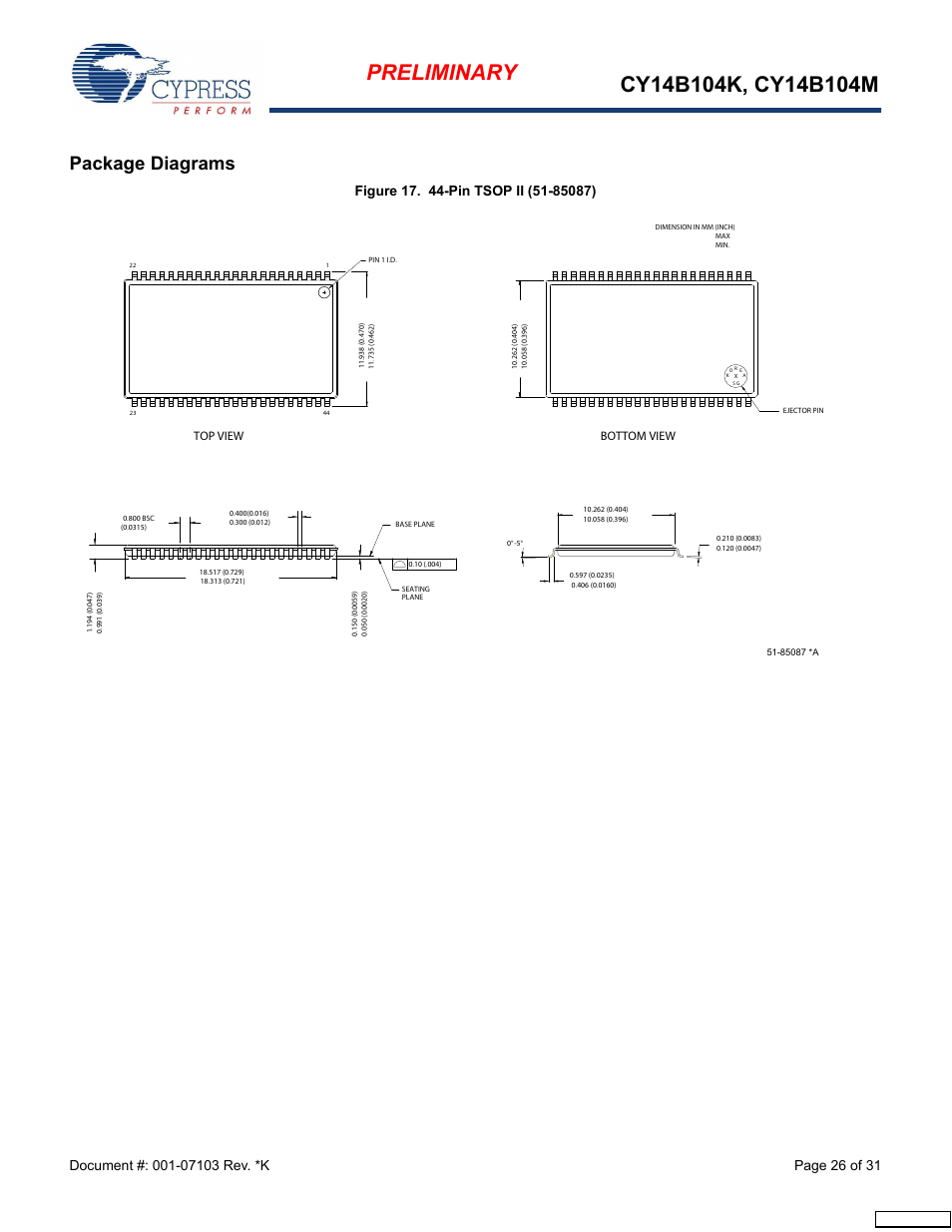 Package diagrams, Top view bottom view, Feedback | Cypress CY14B104M User Manual | Page 26 / 31