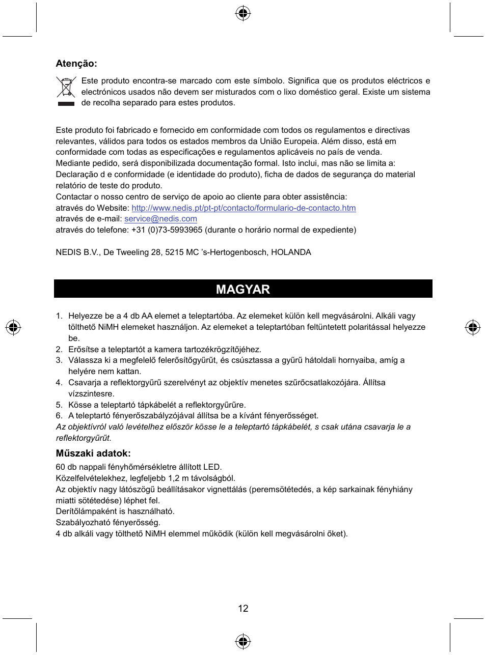 Magyar | Konig Electronic Camera ring light 60 LED User Manual | Page 12 / 35