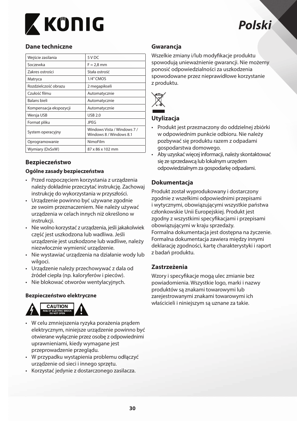 Polski | Konig Electronic Film scanner 2 megapixel User Manual | Page 30 / 56