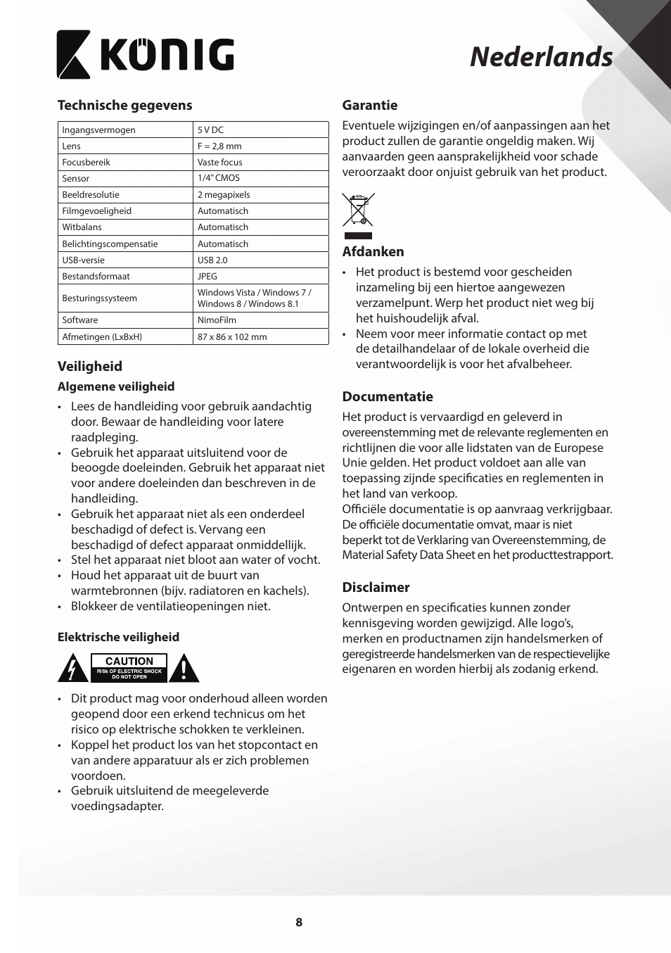 Nederlands | Konig Electronic Film scanner 2 megapixel User Manual | Page 8 / 56