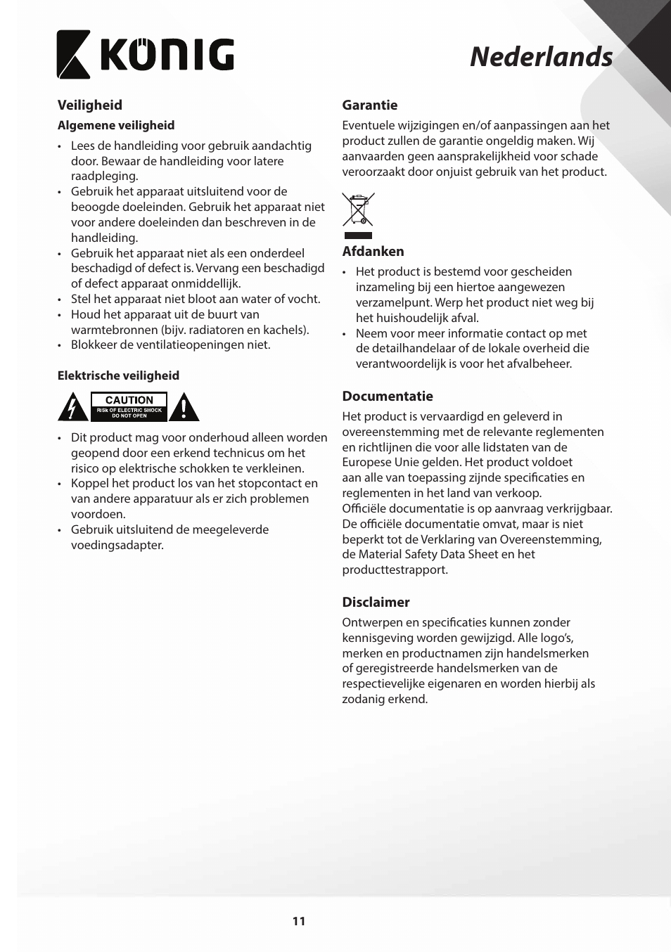 Nederlands | Konig Electronic Film scanner with LCD 5 megapixel User Manual | Page 11 / 84