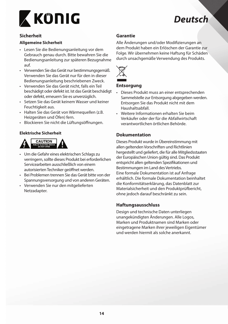 Deutsch | Konig Electronic Film scanner with LCD 5 megapixel User Manual | Page 14 / 84