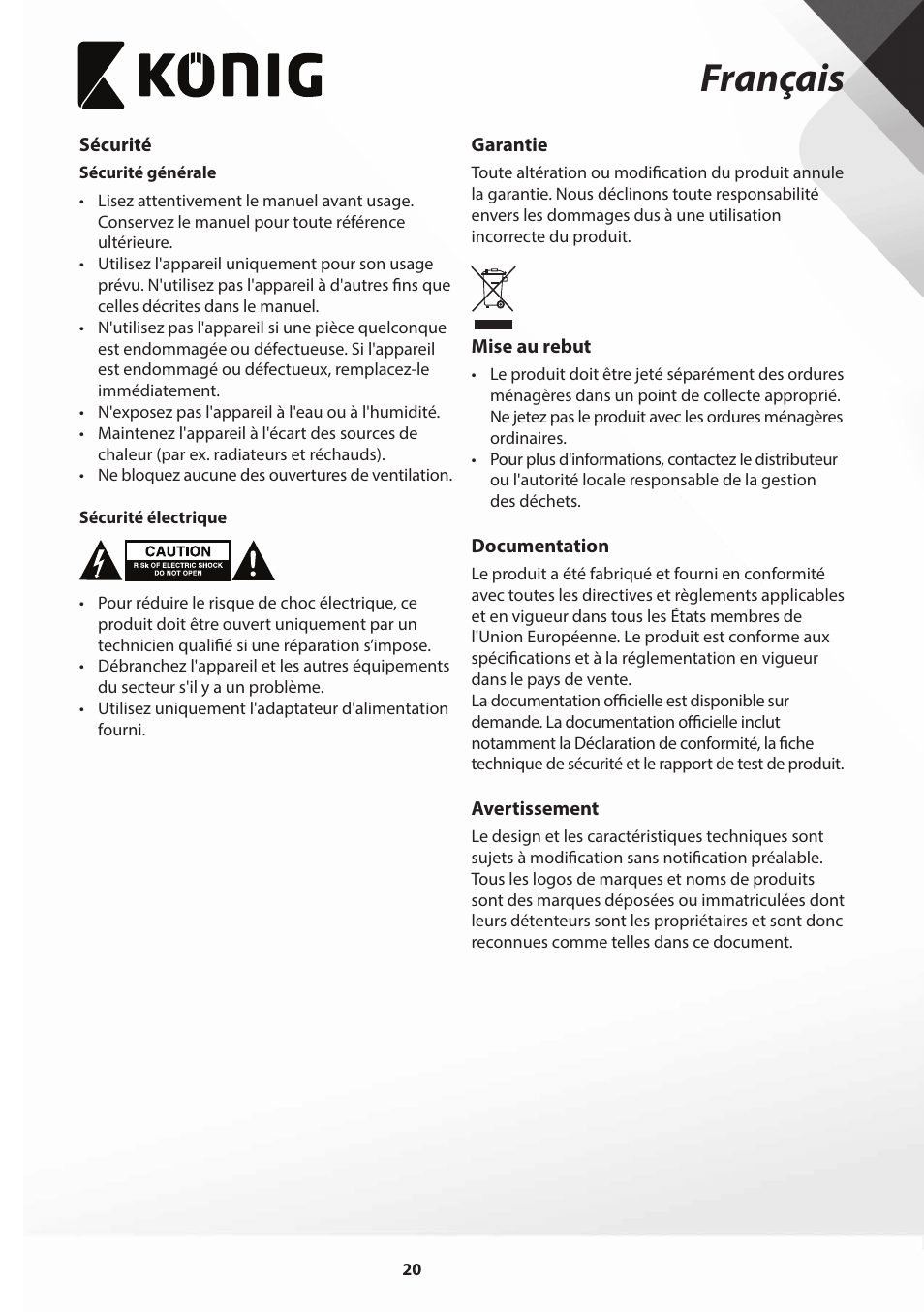 Français | Konig Electronic Film scanner with LCD 5 megapixel User Manual | Page 20 / 84